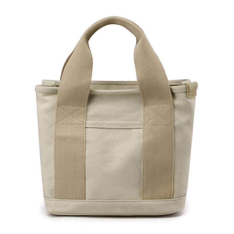 Japanese Mille-Feuille Canvas Zipper Tote: Minimalist Shoulder or Handbag for Phone & Essentials