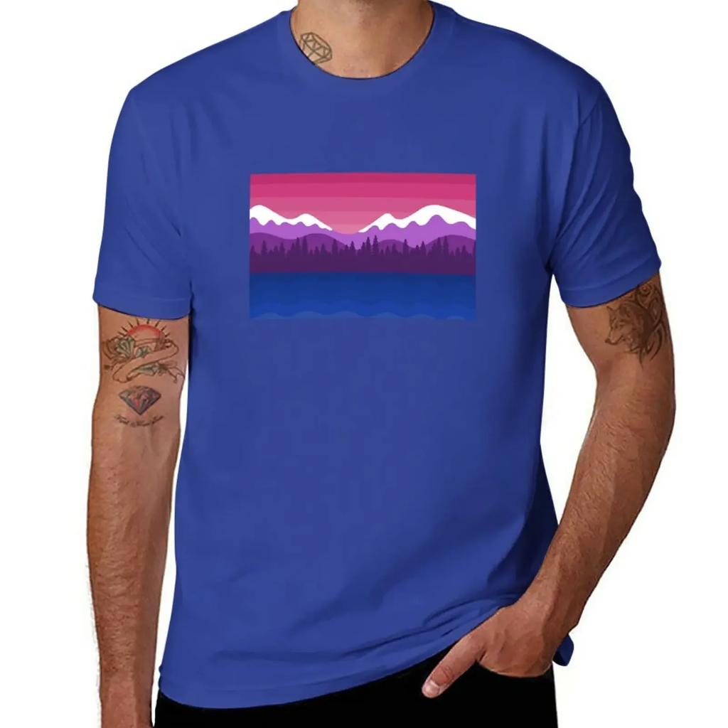 Bisexual Pride Mountainous Landscape T-Shirt sublime hippie clothes new edition t shirts for men graphic