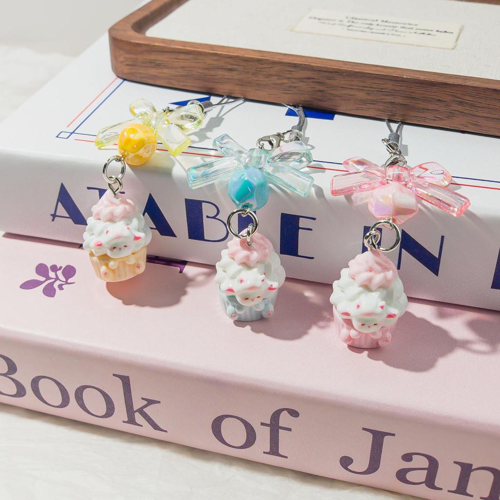 Phone Strap: Cute Sheep Cake Bowknot Charm - Ideal Gift for Besties & Bag Pendant Keychain