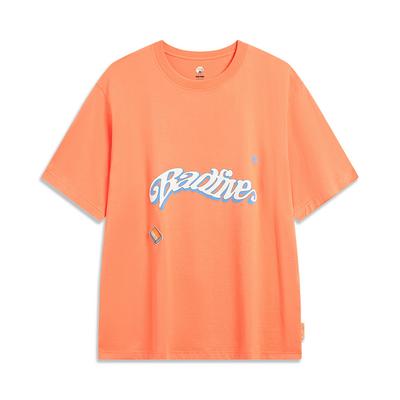 Li Ning Badfive Seven Cities Collaboration T-Shirt Unisex Tops Sweet-Orange AHST893-1