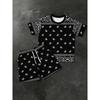 Men's Summer Fashion Totem Print Comfortable Breathable Round Neck T-shirt Drawstring Shorts Set Outdoor Casual Wear
