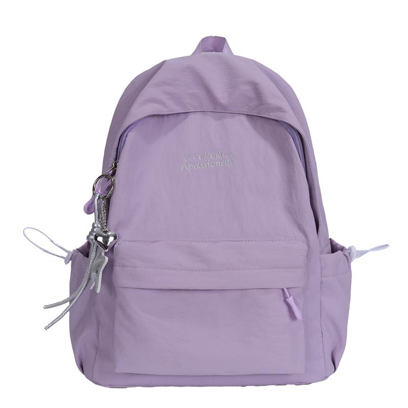 Lightweight Solid Color Backpack Student School Bag Women s Large Capacity Backpack