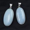 Pair Angelite 142.35 Ct Pendant Healing Stone 925 Silver Oval Cut Gemstone AR-1753