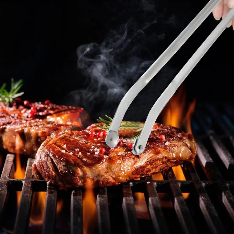BBQ Stainless Steel Grilling Tongs Sausage Turning Tongs Stainless Steel Kitchen Cooking Tongs Non-Slip Food Tongs for Kitchen