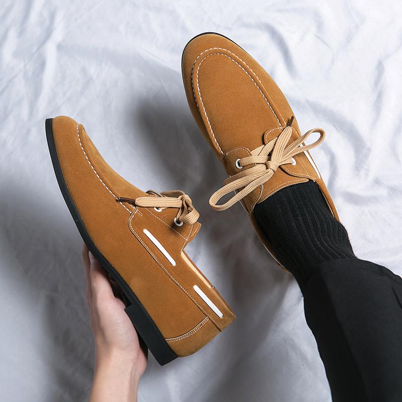 Spring Handmade Casual Shoes Loose Oversized Leather Shoes Lace Up Business Formal Breathable Comfortable Men Fashion Loafers