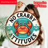 2D Flat, 1pc Round Aluminum "No Crabby Attitudes" Sign, Cute Cartoon Crab & Anchor Wall Decor, Vintage Funny Coastal Metal Plaque, Waterproof Art for