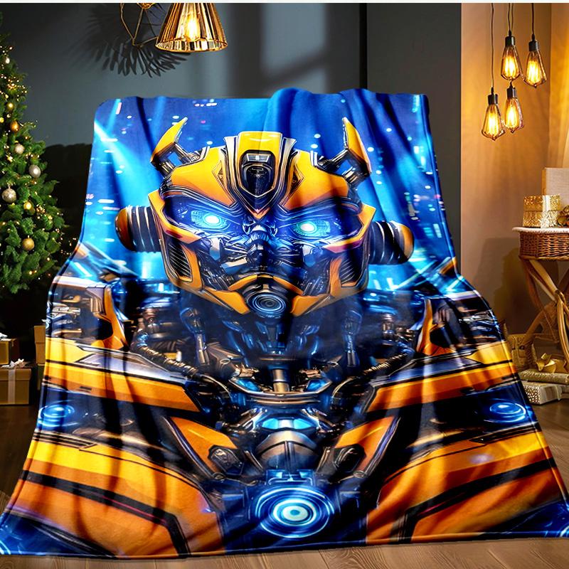 Car robots Battle Blanket Flannel Throw for Sofa, Indoor, Camping, Living Room, Office, Chair, And Bed Soft Birthday Gift