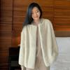 Autumn and Winter New Women's Faux Fur One-piece Crewneck Coat