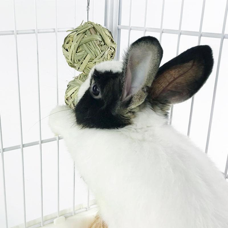 Natural Straw  Ball Hanging String Pet Rabbit Molars Toys To Relieve Boredom Hamster Accessories Pet