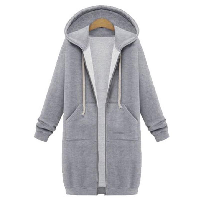 Women Long Sleeve Zip Up Hooded Hoodie Jacket Jumper Cardigan Coat Size Plus