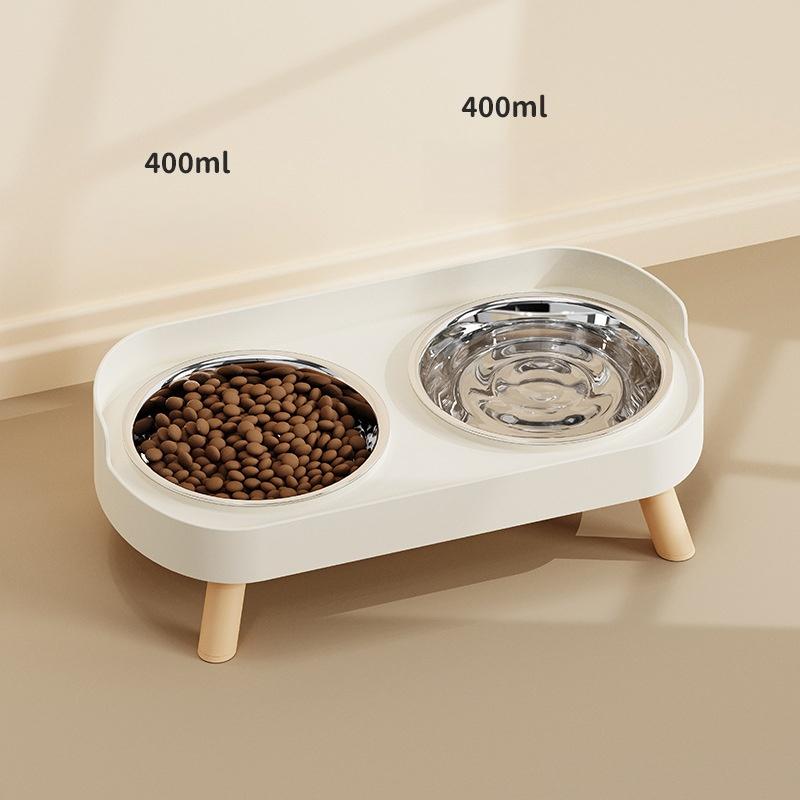 Double Stainless Steel Pet Bowl: Raised Non-slip Feeder, Anti-slip Design for Smooth Meals for Cats and Dogs