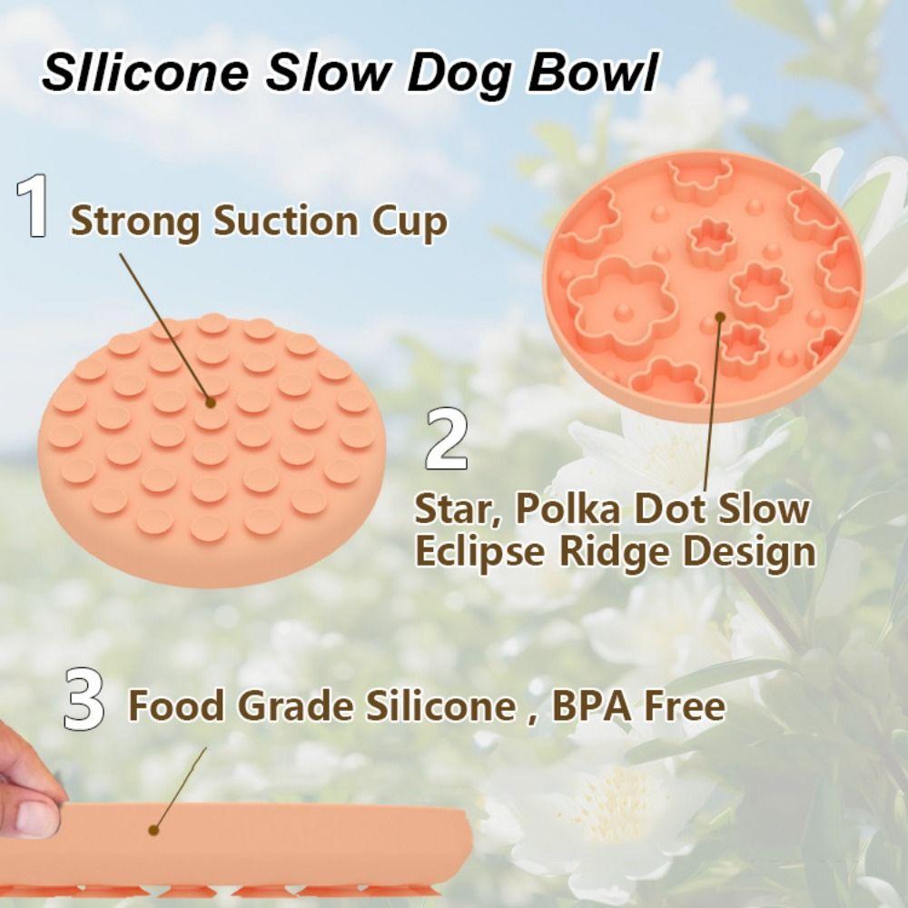 Round Slow Feeding Dish Silicone Feeding Bowls Slow Feeder Dog Bowl  Reduces Boredom