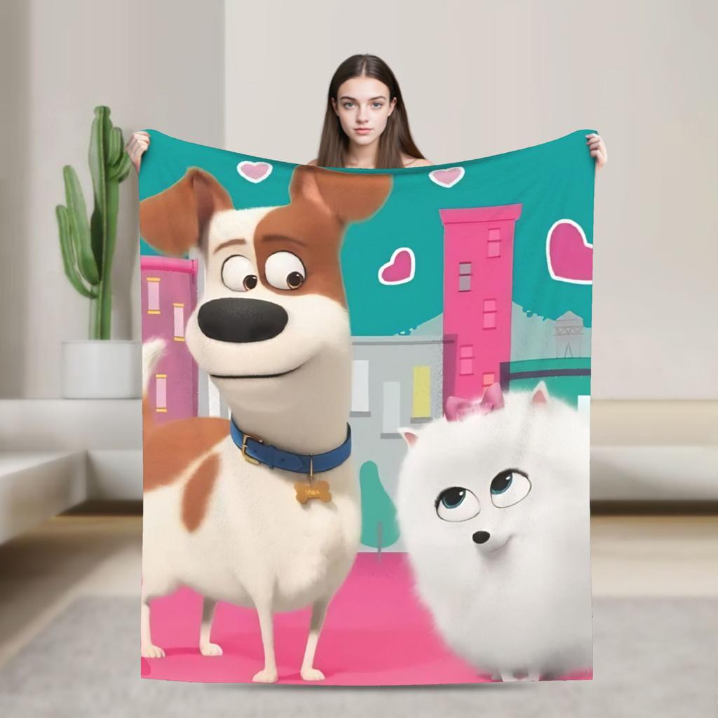 The Secret Life of Pets Flannel Blanket Warm Soft Throw Blanket for Home Decor Travel Funny Bedspread Sofa Bed Cover