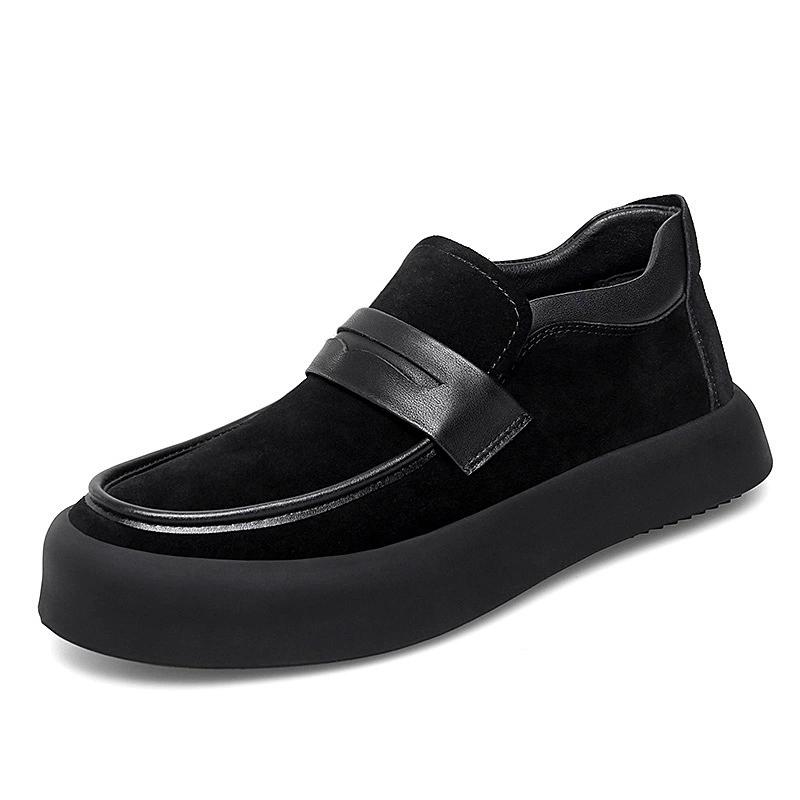 Novos Mocassins de Couro de Designer Outono Moda Masculina Casual Novos Sapatos de Plataforma Britânicos de Designer para Homens Caminhada