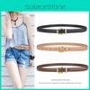 Fashion Woman Pu Leather Belt With Round Metal Buckle For Casual And Office Wear