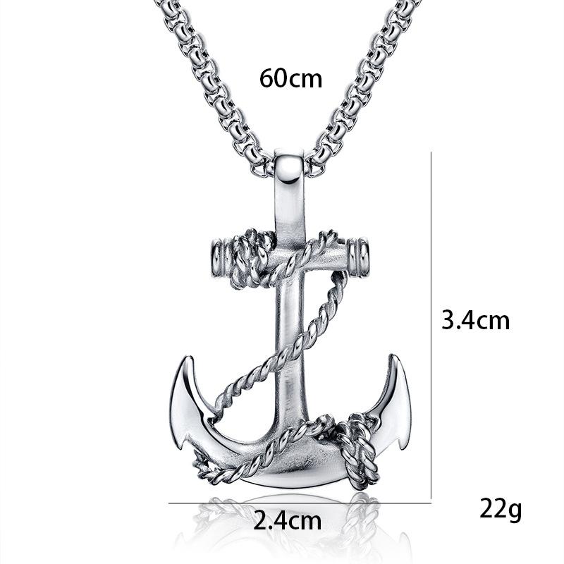 Anchor Rudder Pendant Titanium Steel Men'S Necklace Accessories Gold Silver