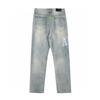 M33 Amiri Men's and Women's American Style Trendy Jeans with Fabric Patches, Holes, Embroidery, Casual and Fashionable High Street Pants
