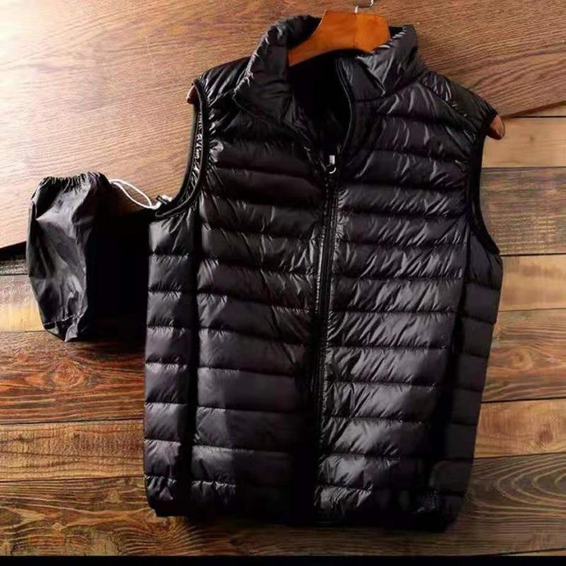 

Winter Men White Duck Down Vest Ultralight Sleeveless Vest Jacket Fashion Stand Collar Men Large Size Loose Vest Male XS-6XL 6XL чёрный