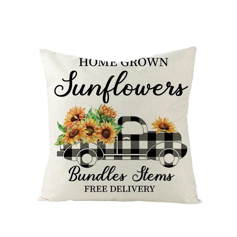 Summer Nordic Sunflower Print Pillow Case Home Decor for Sofa Pillow Cover / Cushion Covers Drop Shipping Hogar