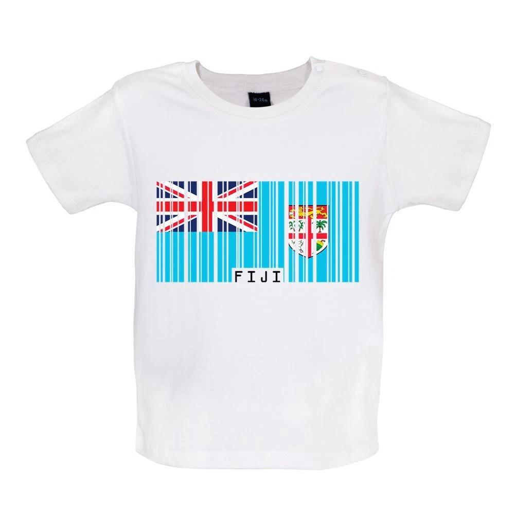 Fiji Barcode Style Flag - Baby Kids Boys Girls Unisex T-Shirt / Babygrow - Fijian Republic Flags Love 110