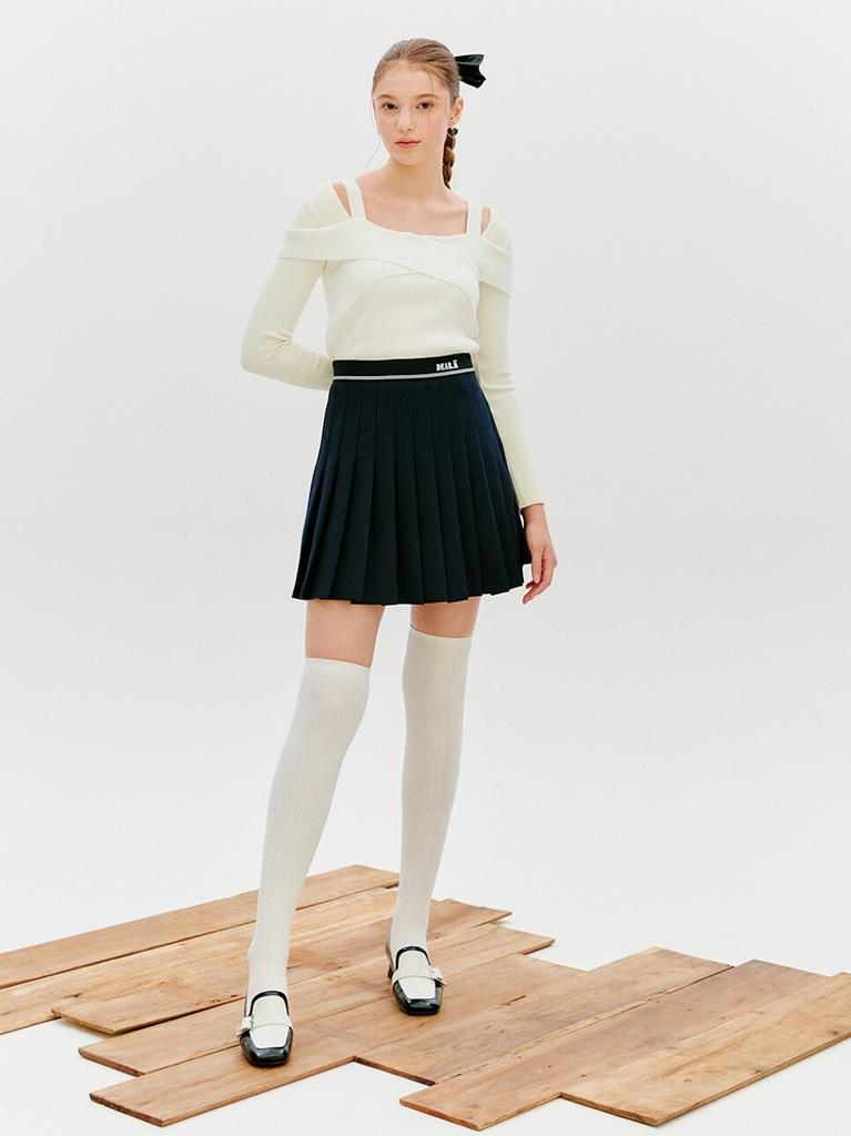 DEAR. K West Lettering Pleated Mini Skirt Swskmi0100
