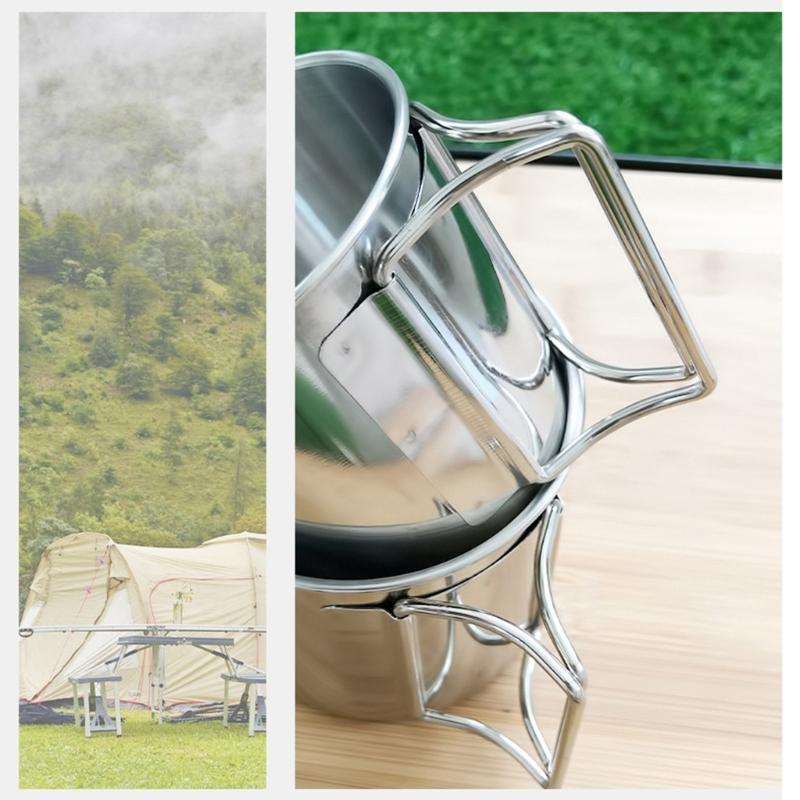 Water Mug Cup with Foldable Handle 220/330/500ml Camping Hiking Mug Beer-Cup