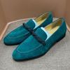 Fashion Luxury Brand Men's Suede Loafers Handmade Slip on Green Causal Shoes Penny Loafer Formal Dress Office Wedding Leather Shoes Men
