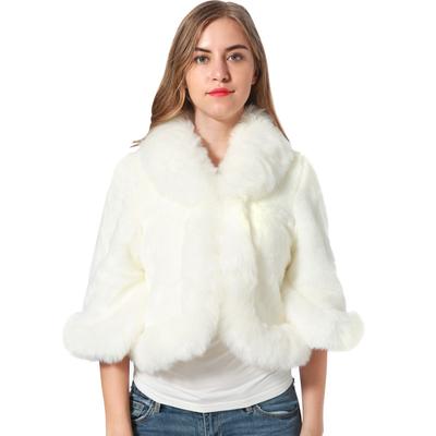 Women Fur Faux Coats Mink Hair Rex Rabbit Hair Cape Jackets White Overcoats Imitation Fur Faux Fox Collar