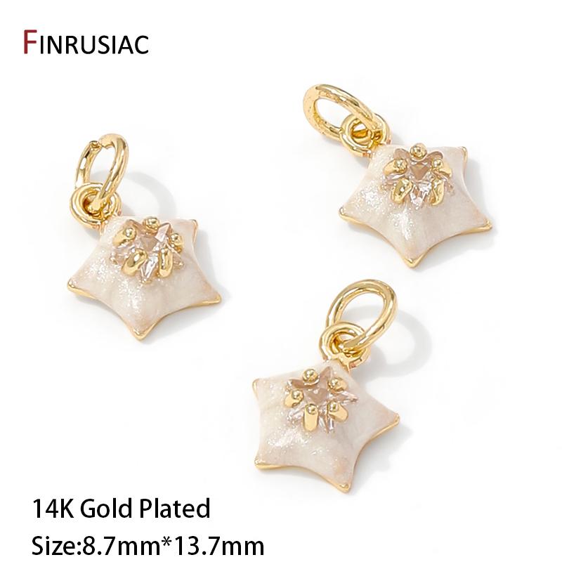 14K Gold Plated Brass Zircon Enamel Star Charms Pendants for Jewelry Making Earrings Necklaces Bracelets DIY Crafts Accessories