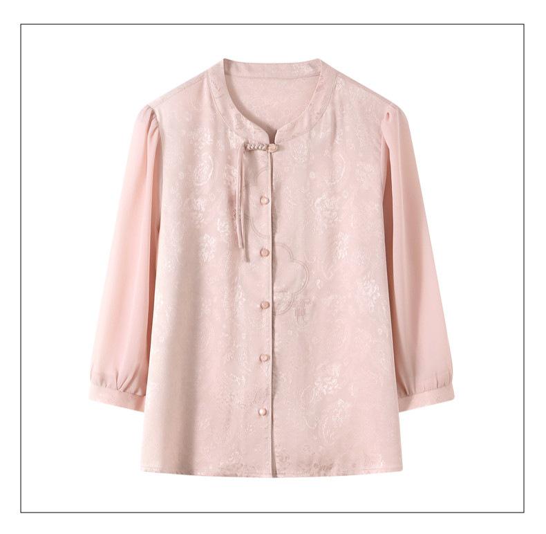 Spring 2026 Chiffon Jacquard Top for Middle-Aged and Elderly Women