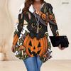Plus Size Women V Neck Long Sleeve Loose Casual Top Featuring Irregular Split Hem
