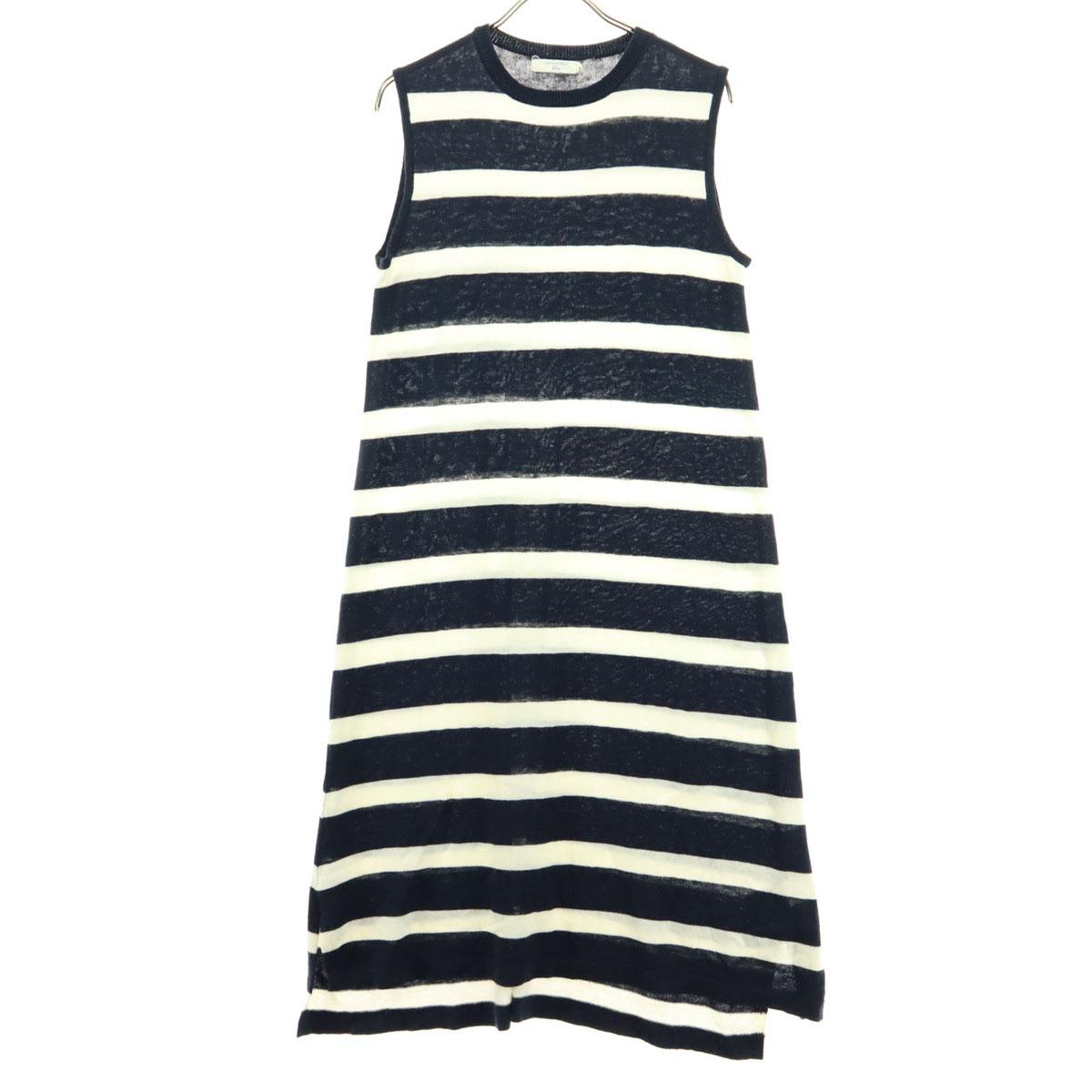 

SM2 Border Pattern No sleeve Knee-length dress M Navy system Women Used