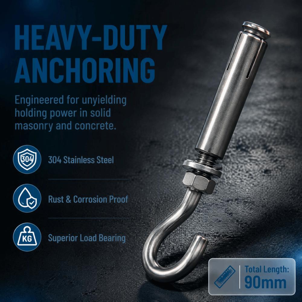 6pcs Opening Hole Design Concrete Wall Hooks Sturdy Ceiling Hook Bolts  For Medical Equipment