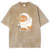 Astronauts Printed Women's T-shirt Fashion Extra Large Top Street Comfortable Clothing Retro Loose Versatile Washed T-shirt