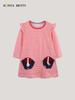 Autumn European Style Girls' Striped Princess Dress with Dog Patch