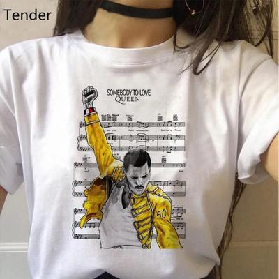 Camiseta feminina de algodão puro com estampa de banda Queen, Freddie Mercury, presente para moças e meninas
