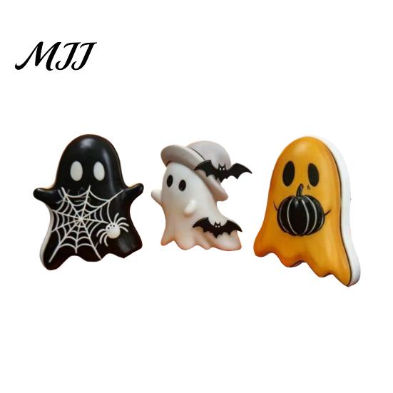 Collectible Halloween Ghost 3Pcs Decoration, Resin Micro Landscape Miniature Figurines, Cute Store Holiday Display Decor Pumpkin Fairy Garden Ornament