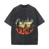 Vintage Forest Trees Nature Sunset Silhouette Graphic Distressed Faded Baggy Streetwear Tops For Park Hangouts