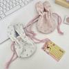 Cute Mini Bunny Ears Storage Bag Portable Multi Functional Lipstick Organizer Pouch Drawstring Tote Bag Travel