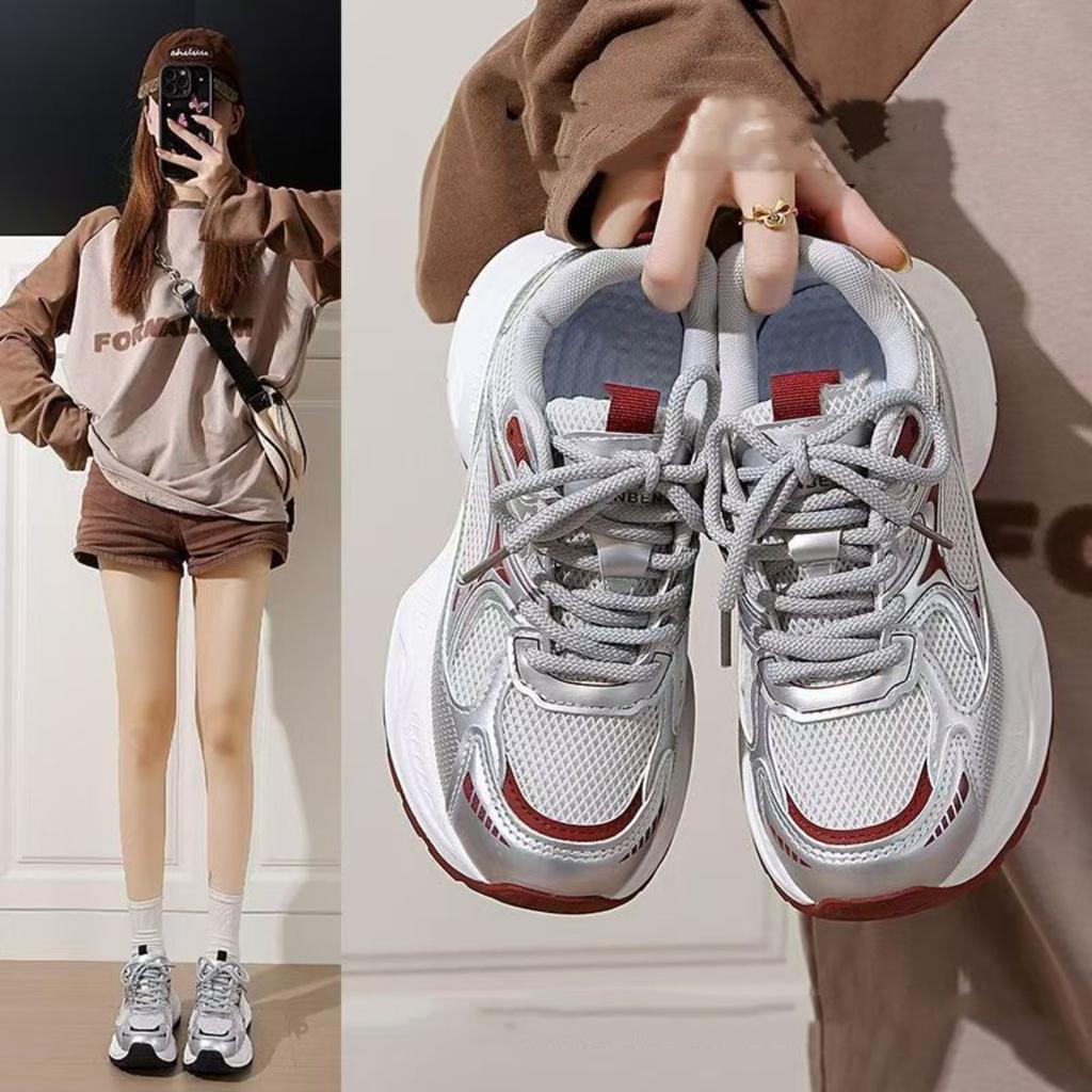 Ladies, Fashionable Casual Shoes, Outdoor, Fitness Sports Shoes, Thick Soled, Wear-resistant, Anti Slip Shoes, Road Running Shoes
