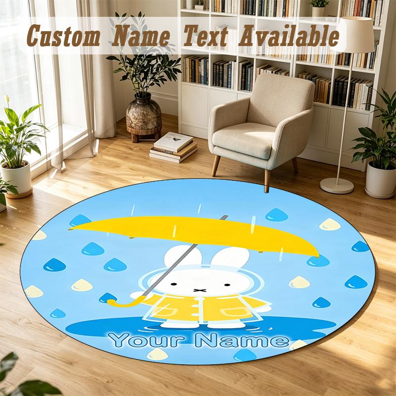 Round Rug Custom NameMiffy Pattern Non Slip Carpet Home Floor Decor