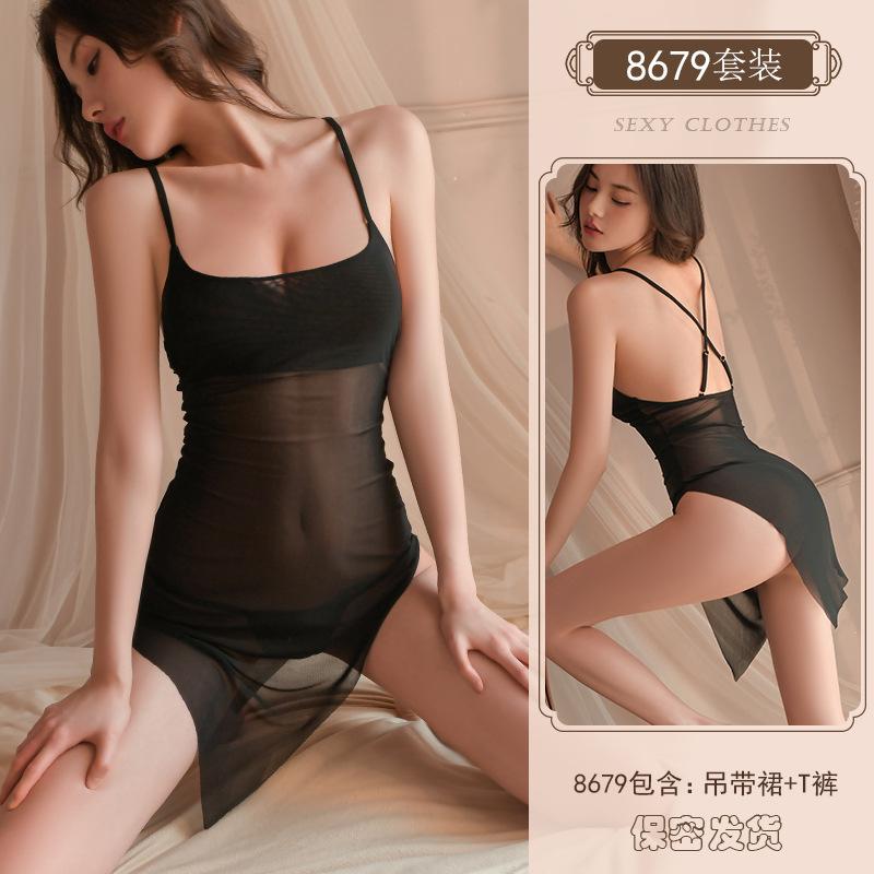 Sexy unterwäsche Sexy strumpf Mesh nachthemd Seite split heißer dünne perspektive pyjamas frauen uniform