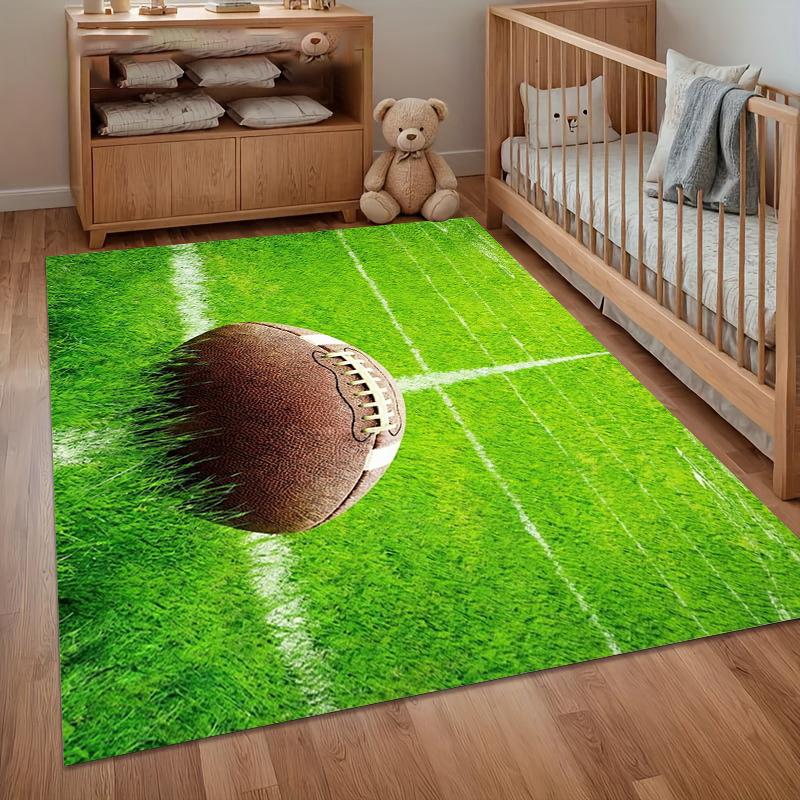 

Sports Themed Area Rug with Realistic Football and Field Print for A Dynamic Living Room Bedroom and Nursery Home Decor 40X60cm