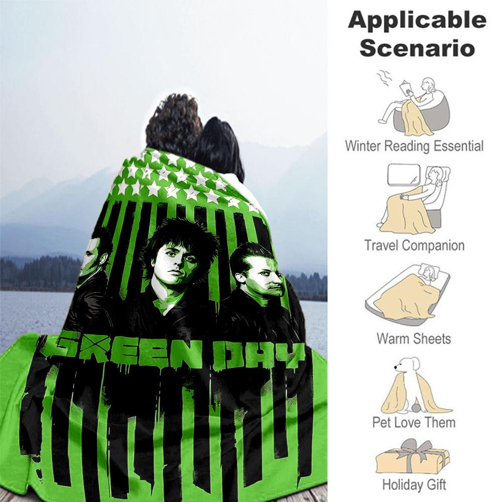 1 Stück Green Day Outdoor-Decke Leichtes Flanell, Weich & Warm, Ganzjahresnutzung für Sofa, Outdoor, Camping, Wohnzimmer, Büro, Stuhl