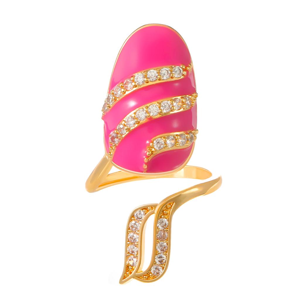Niche Creative Zircon Oval Alloy Nail Ring For Women Micro-Inlaid Exquisite Personality Trend Jewelry