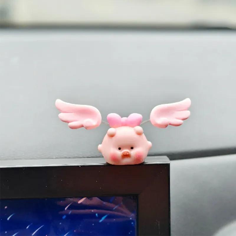 Car Dashboard Cute Pig Wings Decoration Motorcycle Electric Scooter Accessories Car Interior Shake Wings Mini Pig Ornament