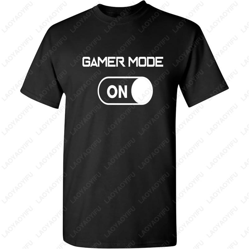 Gamer Mode on Tshirt Video Graphic Gaming Mens and Teens Funny Tees Game Boy Love Gift Casual Unique Leisure Novelty Cotton Tops
