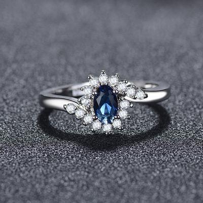 Anillo de circonita azul real natural de Diana con incrustaciones de tesoros coloridos para mujer, anillo de alta moda