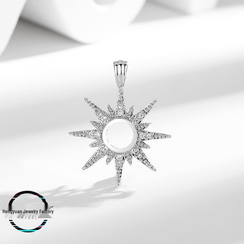 

Women s Octagonal Starburst Pendant Setting in White Gold & Copper with CZ Imitation of 925 Silver 8mm Round