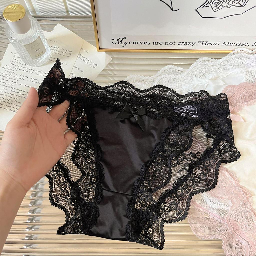 Vårhjärta Vågor Franska Satängspets Trosor - Sexiga, Andningsbara Bomull, Flickaktig Stil